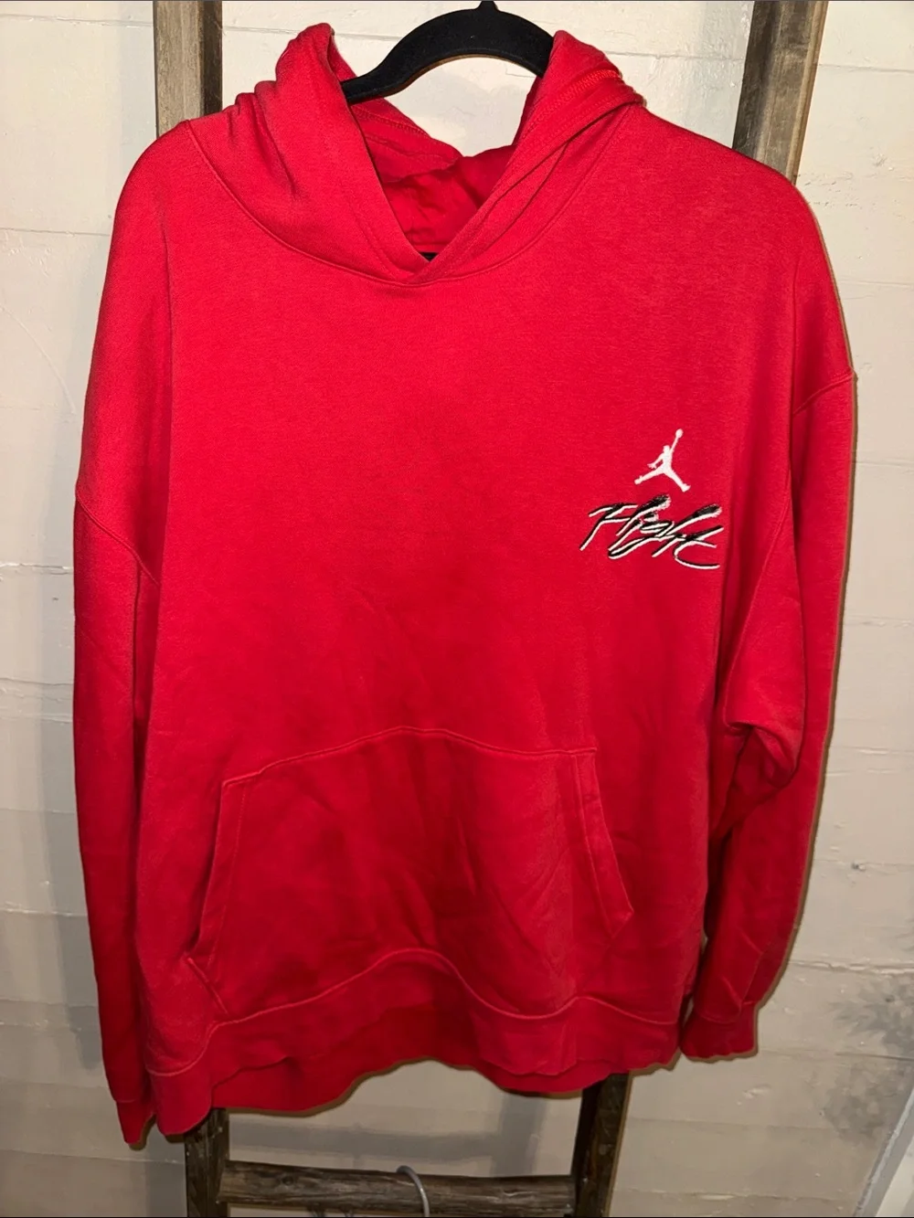 Jordan Red 'Flight' Hooded Pullover Sweatshirt XXL